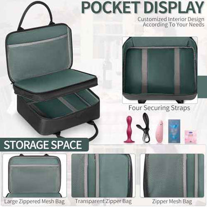 Lockable Toy Storage Organizer Case for Women and Men, Lock Box Travel Bag, Reusable Toy Organizer Case, Double Layer