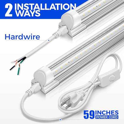 Barrina 5000K 2FT LED Shop Light, 3000LM, 20W, T8 Shop Lights for Garage, Workbench, Cabinet, Workshop, Room, LED Tube Lights, Linkable Ceiling Light Fixture with Built-in ON/Off Switch, ETL, 4 Packs