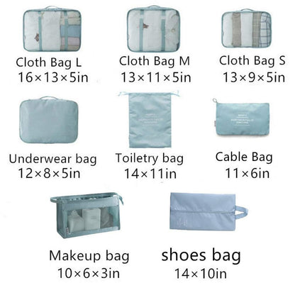 OEE 9 pcs Luggage Packing Organizers Packing Cubes Set for Travel