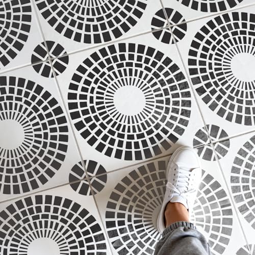 12"x12" Large Floor Stencil for Painting Floors, Reusable Tile Stencil Concrete Stencils for Patio, Wall Stencils for Walls (Style W9)