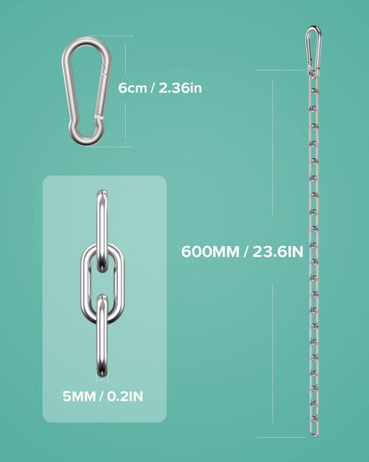 Fitness Chain 23in, Workout Chain, Cable Machine Extension Chain, 304 Stainless Steel LAT Pull Cable Extension Weight Lifting Machine Chain, Curl Bar Chain for Home Gym (Dia-5mm (23in length))