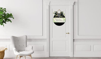 Embrace Your Blessings Front Door Sign Funny Wreaths Hanging Wooden Plaque Decoration Round Rustic Wood Farmhouse Porch Decor for Home Front Door Decor, 12 x 12 Inch