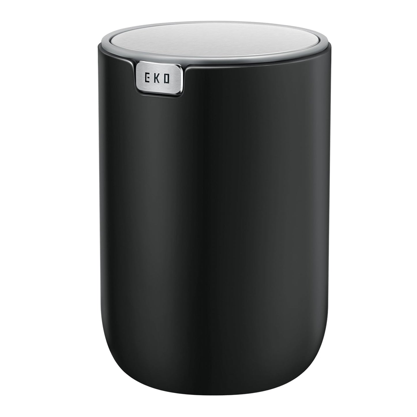 EKO Fandy 0.4 Gal/1.5L Mini Tabletop Trash Bin with Swing-Lid, Desktop Trash Can for Bathroom Countertop, Vanity, Coffee or Office, Small Garbage Bin (Black)