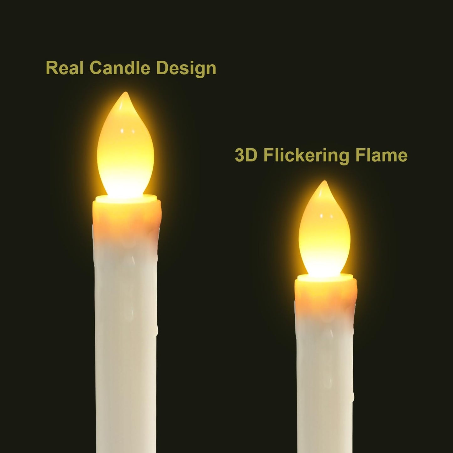 LED Flameless Window Candles With Remote Timer Sliver Base 10 PCS Battery Operated Flickering Taper Candle Lights With Removable Sliver Candle Holders Best Gift For Xmas Wedding Home Dinner Décor