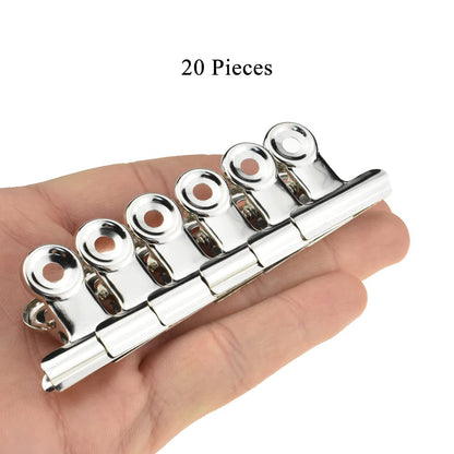 HAHIYO 1.25inch Silver Bulldog Clips Metal File Hinge Binder Clips Clamps Save Space Strong Spring Jaws Rock Solid Grip Book Lay Flat Deburred Edge for Hang Photos Wall Grid Dog Food 20PCS