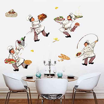 wondever Italian Chef Kitchen Wall Stickers Food Cooking Peel and Stick Wall Art Decals for Kitchen Dining Room Restaurant