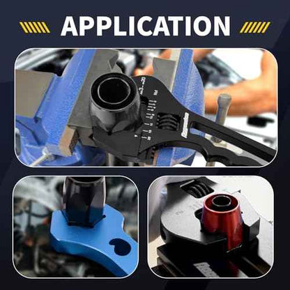 3AN-20AN AN Fitting Wrench AN Fitting Tool for AN Hose Fitting Assembly Adjustable Lightweight Aluminum Black With Double-ended AN Wrench 6AN Socket-AN8 B-nut Blue