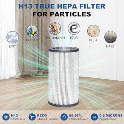 Filter Replacement Set Compatible with Molekule Air Purifier, 1pc H13 HEPA PECO-Filter + 2pcs Activated Carbon Pre-Filters