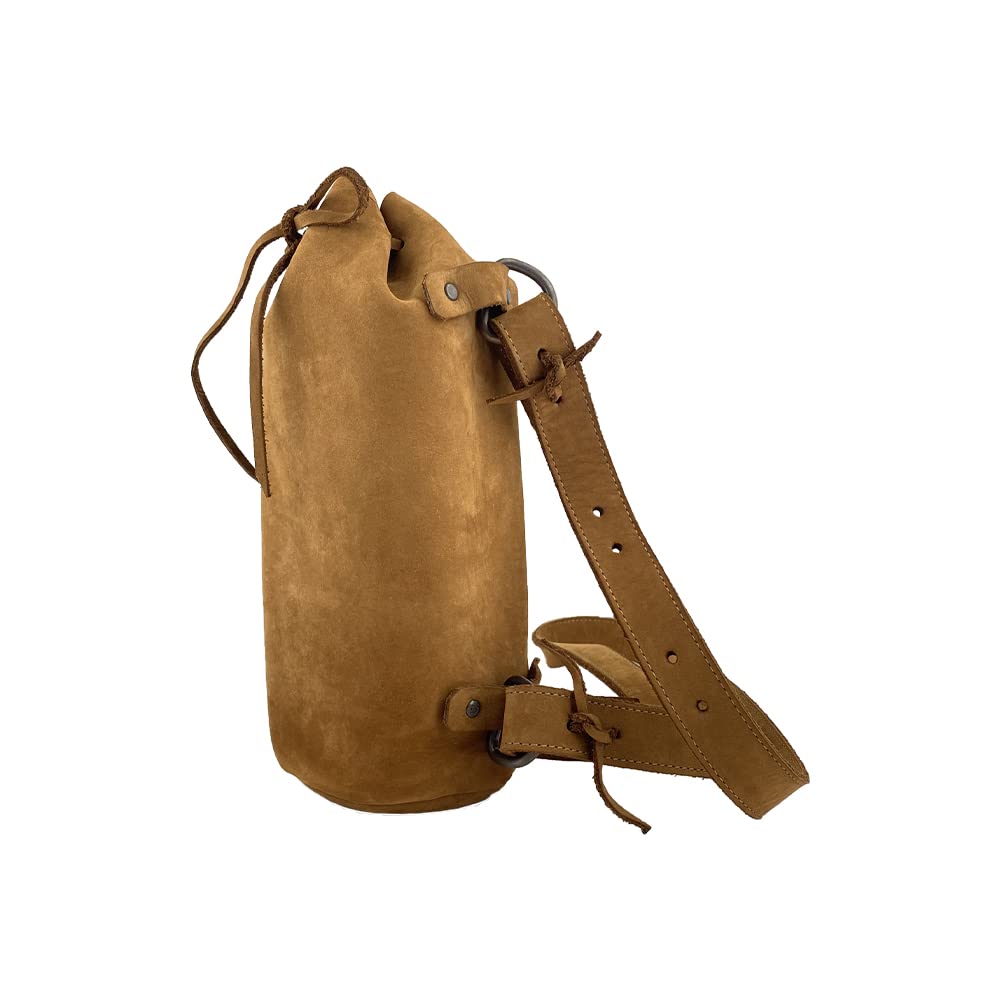 Hide & Drink Durable Leather Wine Carrier Handmade (Toffee Suede)