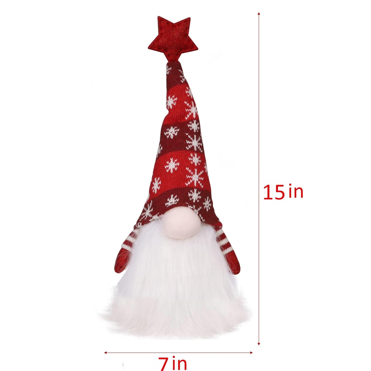 Juegoal 15" Lighted Christmas Gnome, Handmade Scandinavian Swedish Tomte, Light Up Elf Holiday Present, Battery Operated Winter Tabletop Christmas Decorations, 2 Set