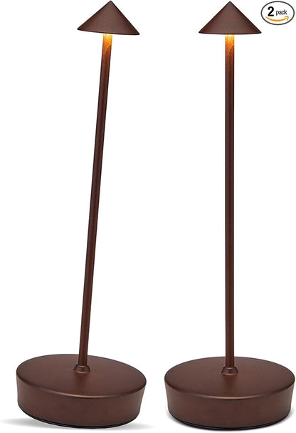 Cordless Led Table Desk Lamp 2 Pack, 7000mAh Battery Outdoor Table Light Waterproof for Restaurant Patio Camping Home Decor, USB-A Output, Brightness Memory, Dimmable