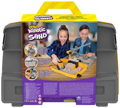 Kinetic Sand, Construction Site Folding Sandbox with 2lbs Play Sand & Toy Truck, Sensory Toys for Kids Ages 3 and up