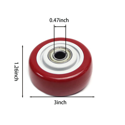 4 PCS 3INCH Caster Wheels Red Heavy Duty Plate Shelf Replacement Wheels for Platform up to 264 LBS/120KG