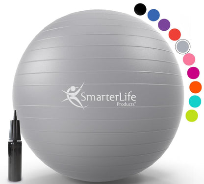 SmarterLife Exercise Ball Yoga Ball for Fitness, Balance, Stability, or Pregnancy, Gym Ball for Core Workout, Physical Therapy, Yoga Ball Chair for Office, Anti-Slip Anti-Burst