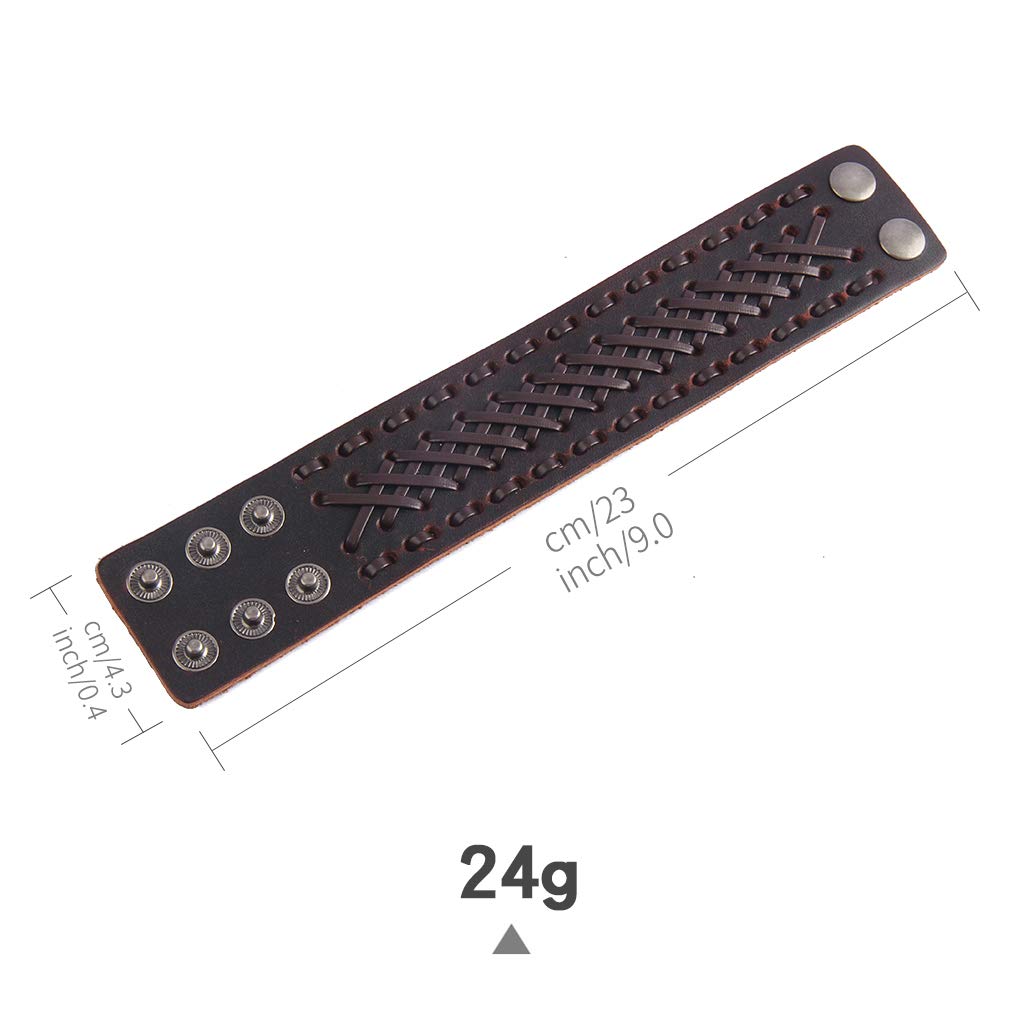 Jeilwiy Bracelets for Men Leather Wristbands Handmade Wide Cuff Bangle Rock Punk Jewelry Gifts