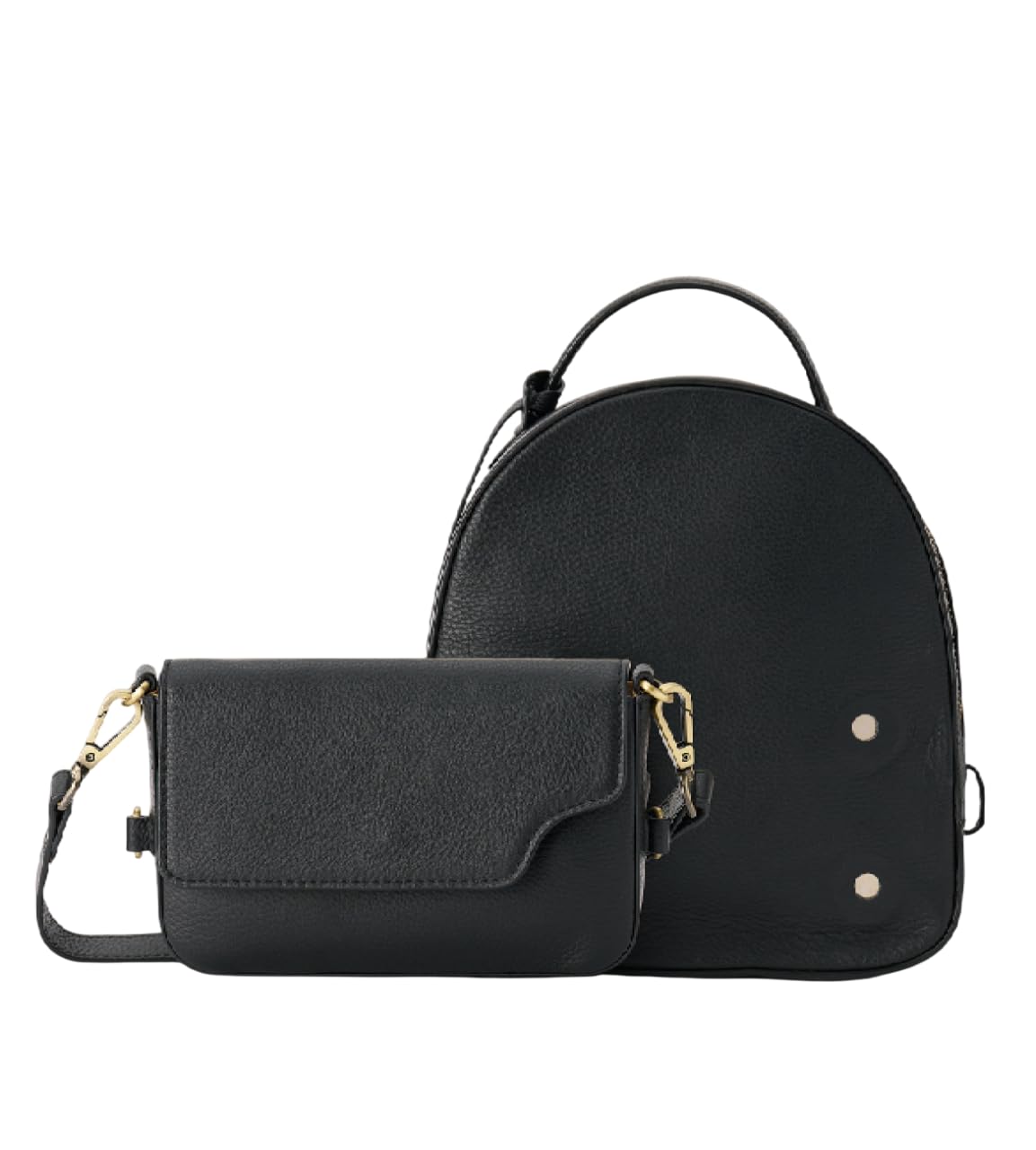 DANEAULT The Rebecca Conversion Mini Backpack – Convertible Leather Bag with Removable Front Pocket – Travel, Work & Everyday Use – Compact and Stylish – Women's Backpack - Black