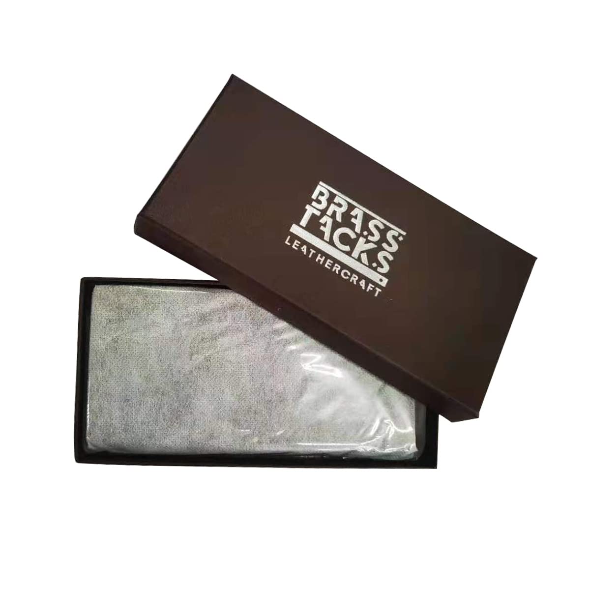 BRASS TACKS Leathercraft Vintage Long Wallet for Men Top Grain Leather Dark Brown Cowhide Bifold Wallet Gift Box