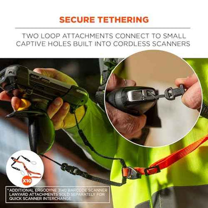Ergodyne Squids 3142 Padded Shoulder Barcode Scanner Harness with Attachment Lanyard for Mobile Computers