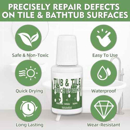 AstraVox White Tub and Tile Paint, 1.5 Oz Bathtub Touch Up Paint Pen for Countertops, Porcelain, Sink, Ceramic Tile, Strong Adhesion & Waterproof & Quick Dry, for Repairing Scratches, Spots and Chips
