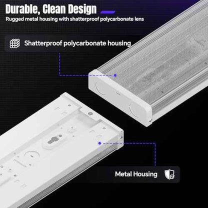 4FT LED Wraparound Light 75W/65W/55W, 8250lm/7150lm/6050lm, 3000K/4000K/5000K 4 Foot LED Wrap Light Fixture,Flush Mount Office Ceiling Light for Garage Workshop, Fluorescent Light Replacement, ETL