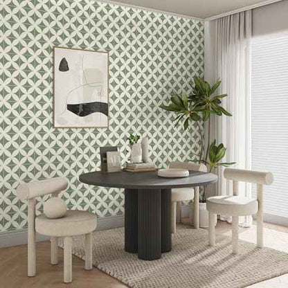 Green Beige Geometric Wall paper Peel and Stick Wallpaper Boho 17.3"¡¿78.8" Green Removable Self Adhesive Wallpaper for Bathroom Kitchen Backsplash Contact Paper for Cabinets and Drawers Vinyl Roll