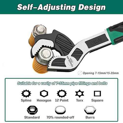 6 Inch Adjustable Wrench - Auto Size Adjusting, 0.28"-0.6" (7-15MM), Multi-Size Spring Adjustable, Rapid Wrench for Car, Bicycle, Plumbing Repairs