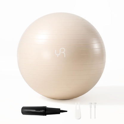 YR Exercise Ball 21.6'' Yoga Ball for Workout Pregnancy Stability, Anti Burst Fitness Ball for Home Gym & Office Chair, Core & Balance Training, Physical Therapy - White