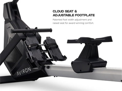 Aviron StrongGo Rowing Machine -Compatible with iPad—Dual Air & Magnetic Resistance Up to 100 lbs | Game-Based Workouts, Compact Storage Design