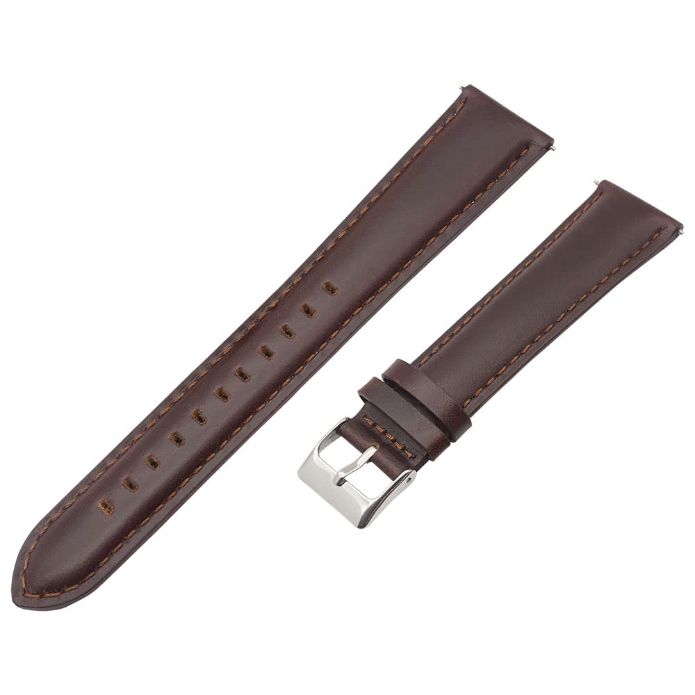 AMHUGE Extra Long Italian Genuine Leather Watch Strap-18mm，20mm，22mm，24mm Width -Brown Black Calf Leather Watch Band for Big Wrist Men or Women (18mm, Dark Brown)