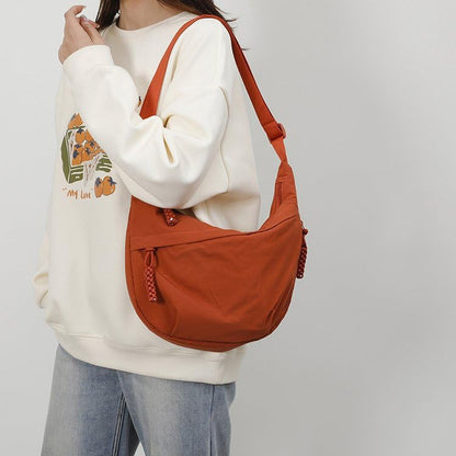 Nylon Crescent Crossbody Bag for Women Shoulder Tote Handbag Casual Sling Bag Dumpling Purse Bag for Outdoor Travel
