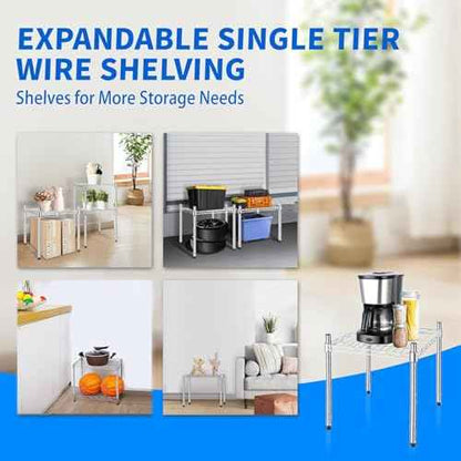 Simple Deluxe 1-Tier Shelving Unit, 15" W x 15" D x 13.8" H Wire Metal Storage Rack, Chrome