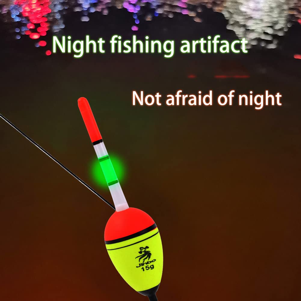 3pcs 10/15/20g Luminous Fishing Night Float Tubes Light Float Plastic Bobber Sea Rock Fishing Striking Floats Tools