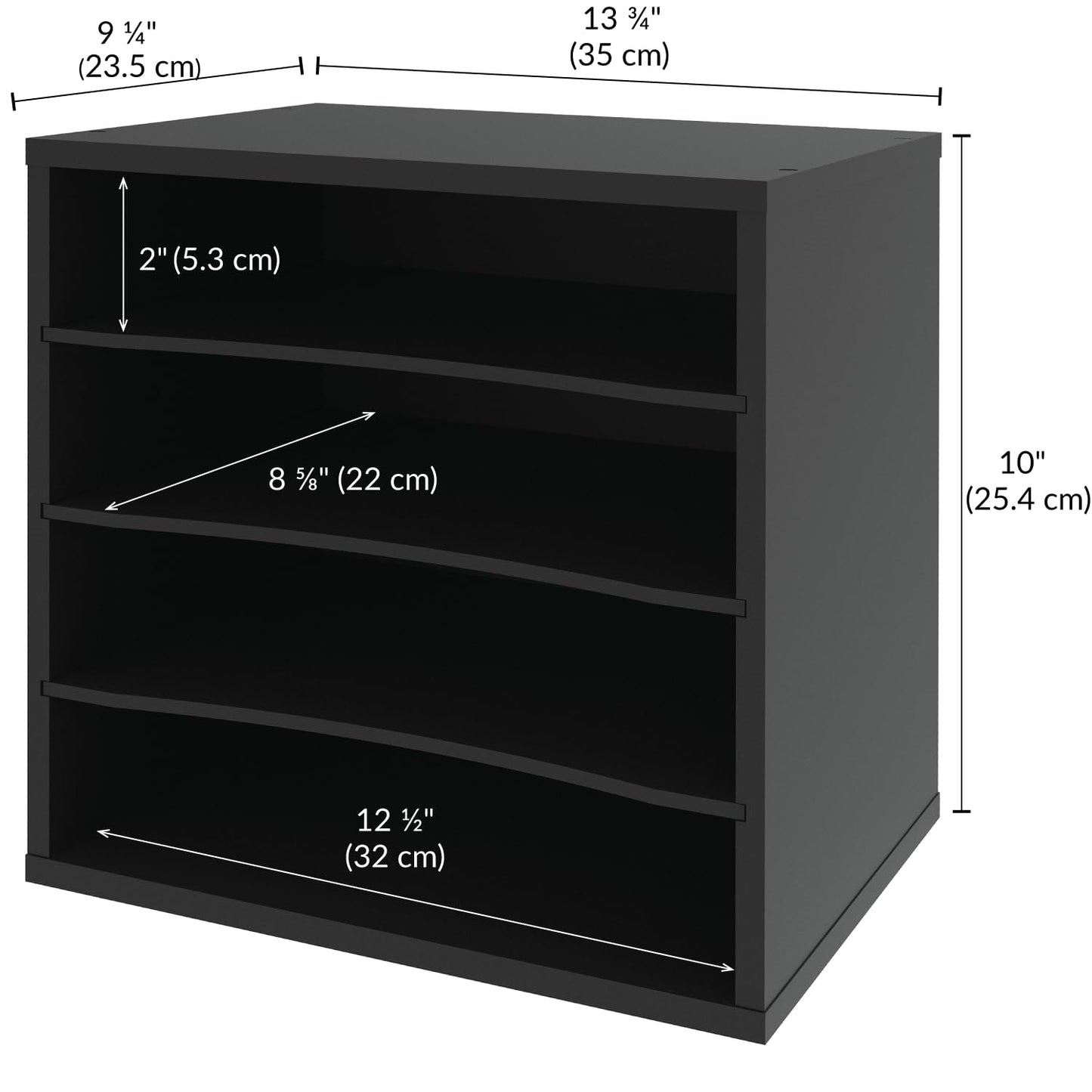 Ballucci 4-Tier Paper Organizer for Desk, Stackable Tray, Desk Storage Organizer Shelves, Stacking Letter Paper Tray Sorter for Classroom Office, Black