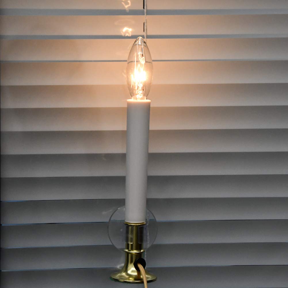 4 Pack Christmas Electric Window Candles Lamps with Gold Plated Base, Christmas Window Candles with 7 Watt C26 Clear Bulbs, Plug in Window Candle Lights for Wedding Home Church Decor, On/Off Switch