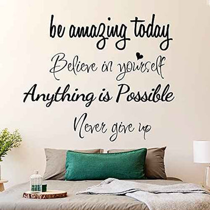 Sinekong Large Inspirational Quote Wall Decals, Removable Positive Saying Lettering Stickers, Motivational Word Decal Peel and Stick for Classroom Home Living Room Bedroom Office DIY Art Decor