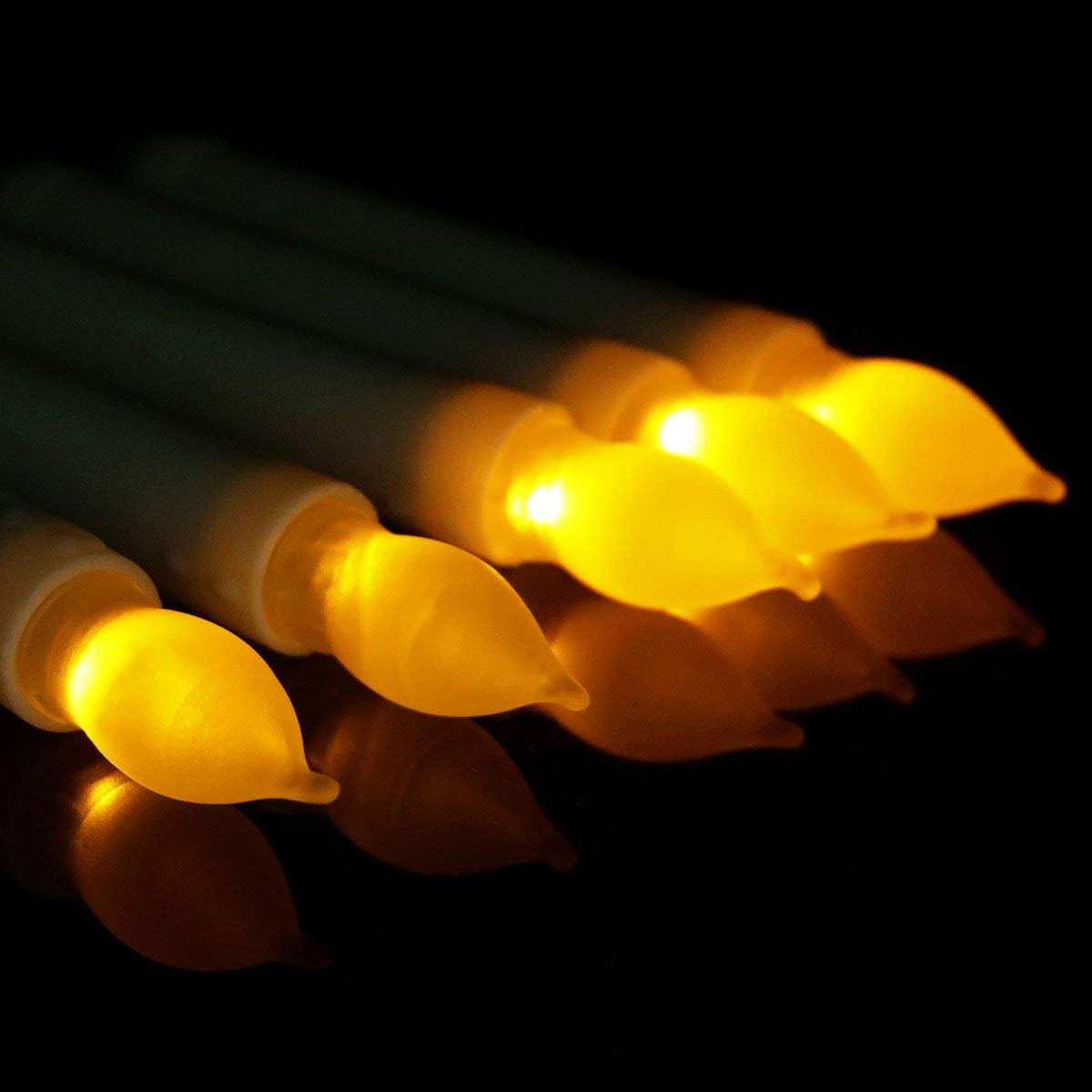 Houdlee Pack of 24 Flameless Taper LED Candles - Battery Operated Flickering Ivory - Perfect for Wedding, Christmas, Parties - 6.5 Inch - White Plastic