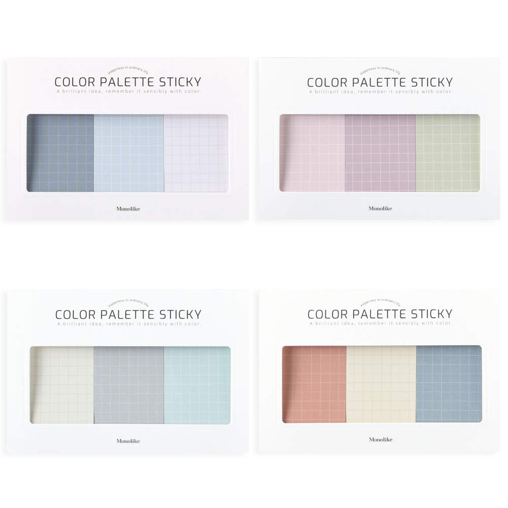 Monolike Color Palette Sticky Grid 300 D Set 4p - Self-Adhesive Memo Pad 30 Sheets