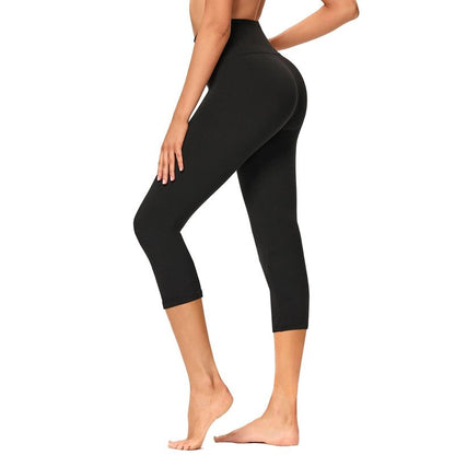 GAYHAY High Waisted Capri Leggings for Women - Soft Opaque Slim Yoga Pants for Running Cycling Workout Black Floral