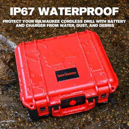 Tool Case for Milwaukee M18 Impact Drill Driver Combo Kit - Tool Box for Milwaukee Power Drill & Impact Set - Battery & Charger (Case Only) (Red & Black)