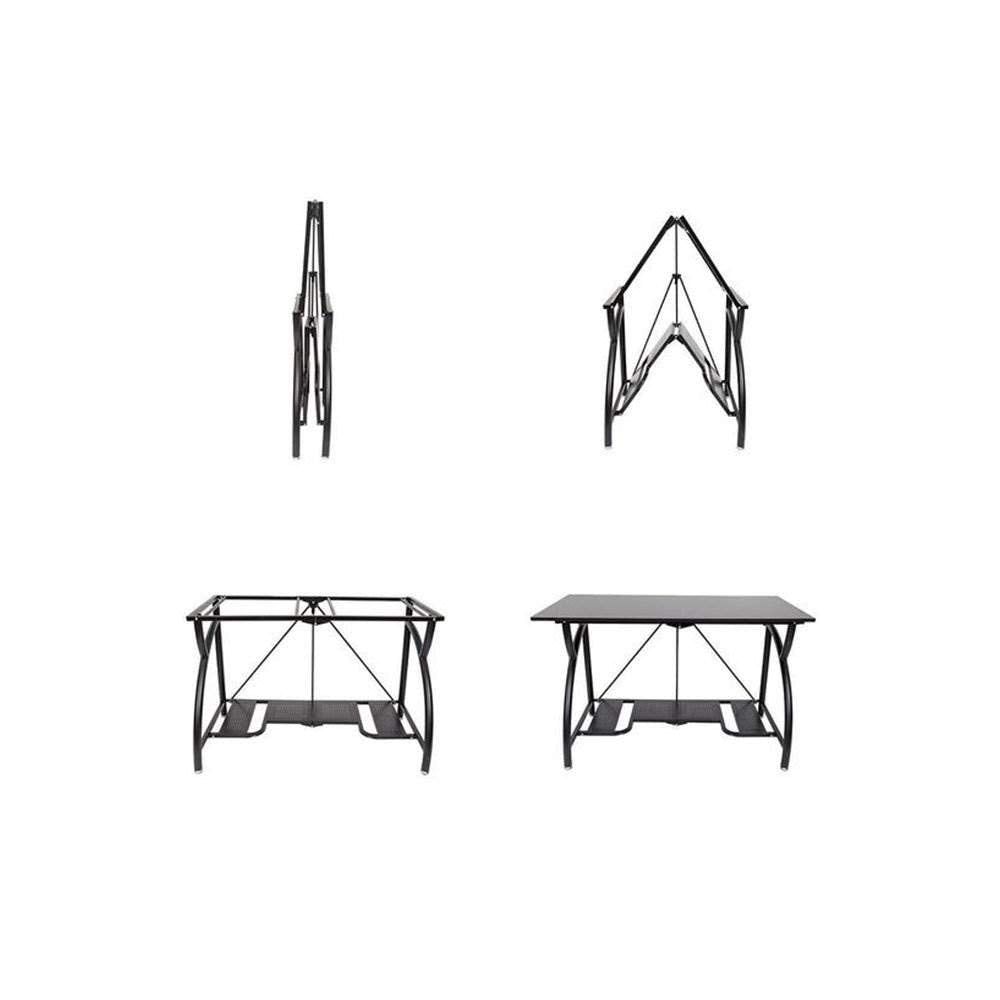 Origami Folding Computer Desk for Office Study Students Bedroom Home Gaming and Craft | Space Saving Foldable Design, Fits Dual Monitors and Laptop, Collapsible, No Assembly Required | Black, Large (RDE-01)