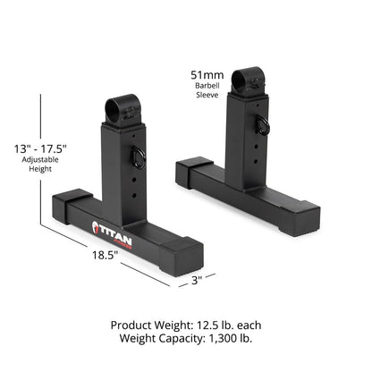 Titan Fitness Adjustable Deadlift Pulling Blocks, Olympic Barbell Jack, 1,300 LB Capacity, 4 Height Settings for Home Gym Weightlifting