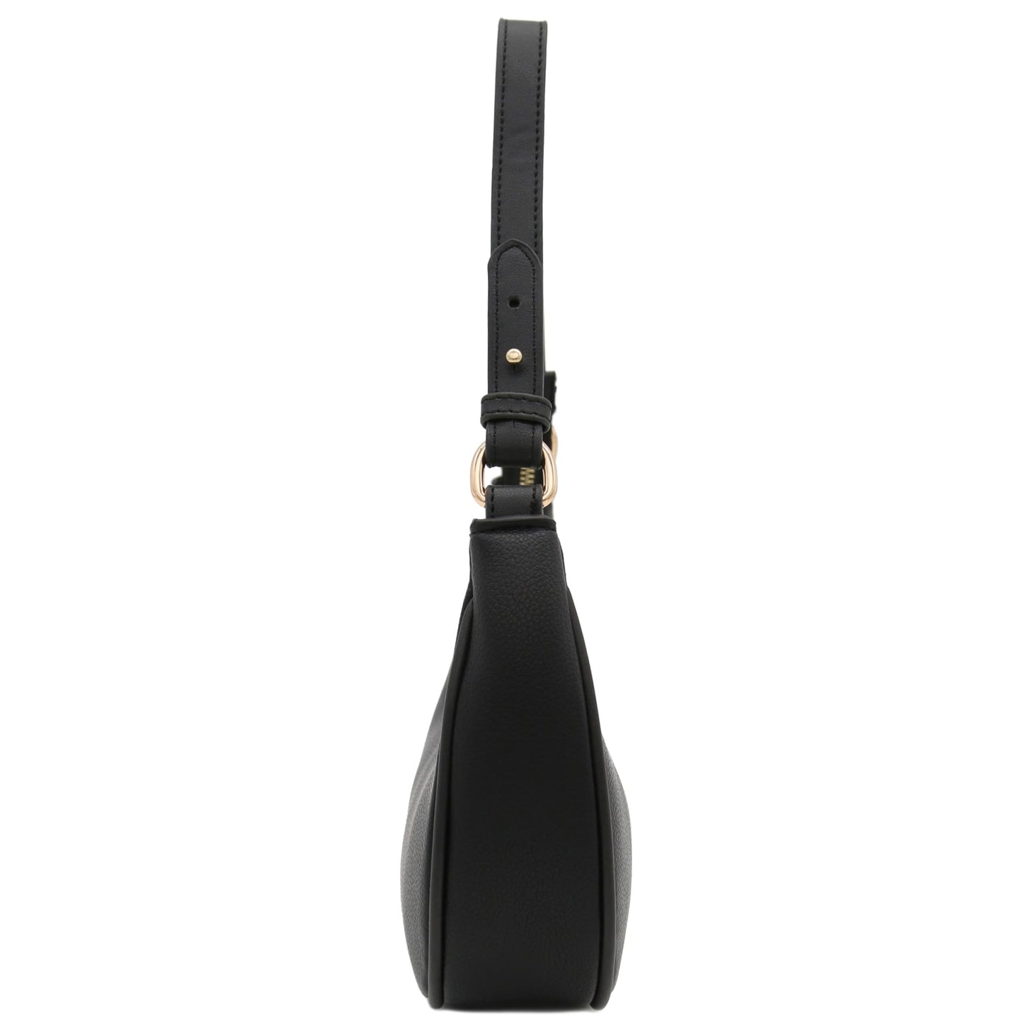 FashionPuzzle Small Crescent Shoulder Bag Underarm Purse (Black)