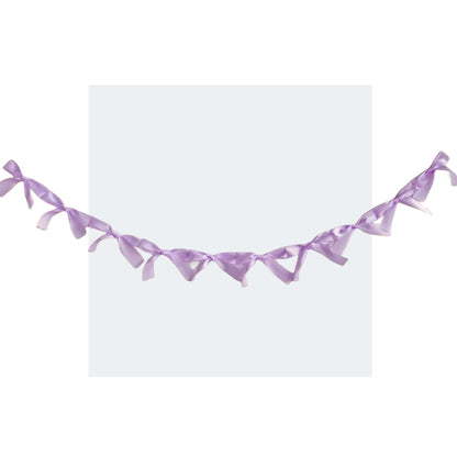 Eanjia Bow Knot Garland | 6ft Linking Satin Bow Banner with 3ft Extend Ribbon for Coquette Bachelorette Party, Baby Shower,Bridal Shower Wedding Baby Room Bed Decor (Violet, 6ft)
