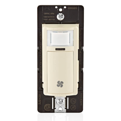 Leviton Humidity Sensor Switch for Bathroom Exhaust Fan, Automate Ventilation, Air Circulation, Moisture Control, ¼ HP, Single Pole, DHS05-1LW, White