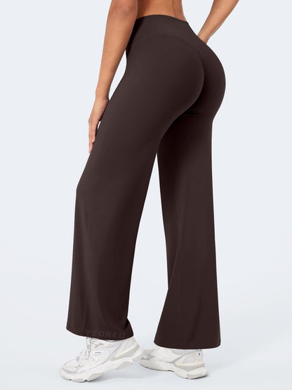 YEOREO Workout Leggings Womens No Front Seam Straight Leggings 29" High Waist Buttery Eddiy Gym Yoga Pants Dark Brown XL