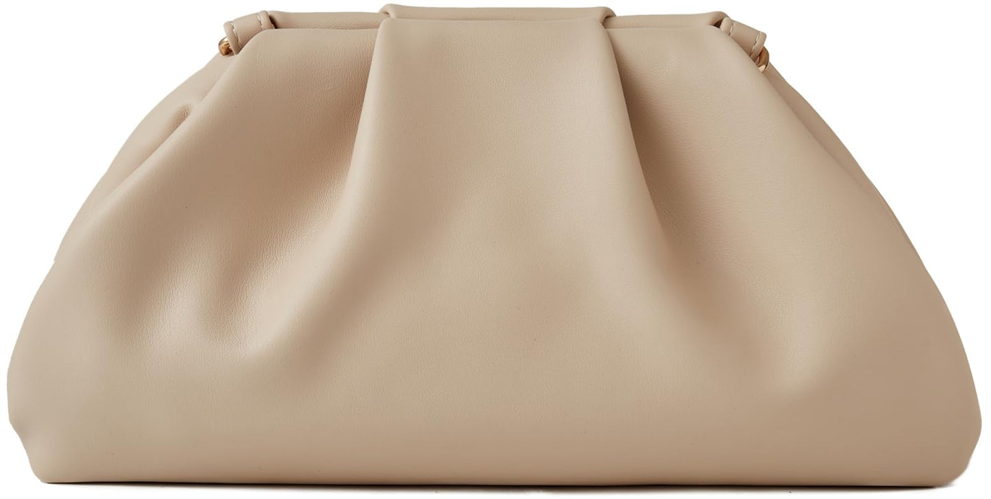 Munansli Apricot Women's Clutch Purse,Detachable Chain Shoulder Bag, Dumpling Crossbody Bag, Cloud Evening Clutch.