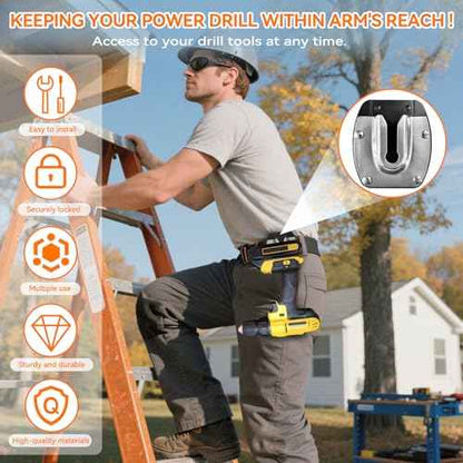 Universal Tool Holster for Tool Belt Accessories, Drill Holder for Power Drill, Impact Driver, or Any Tool with A Handle, Self-Locking Drill Holster, Stocking Stuffers for Men, Women, Husband