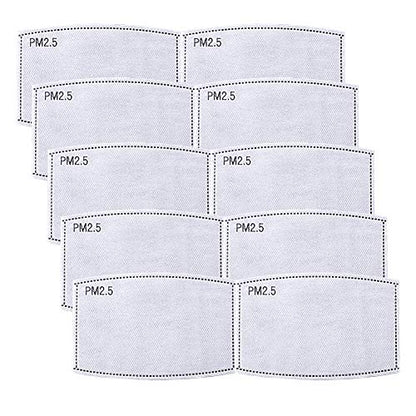 PM2.5 Activated Carbon Filter Replaceable 5 Layers Protective Filters Insert for Cotton Face Mask (10 Pieces)