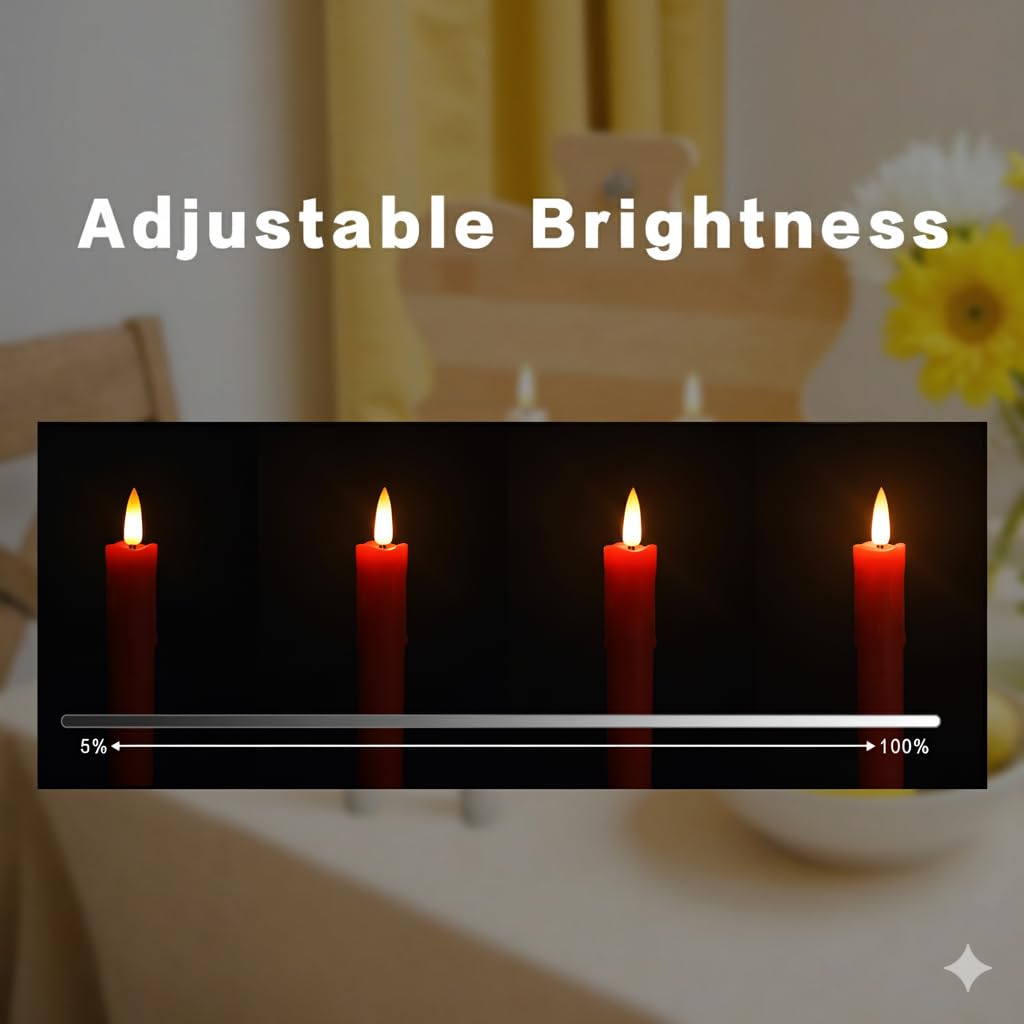 SUNGEGE 6.7 Inch LED Candles Battery Operated, Flameless Candles with Flickering 3D Flame, Led Candle Sticks Safe for Windowsill Wedding Home Christmas Decor, Red, Set of 6