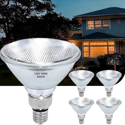 PAR38 Halogen Flood Light Bulbs 100W 120V, E26 Base, 2700K Warm White Light for Indoor and Outdoor 4Pack